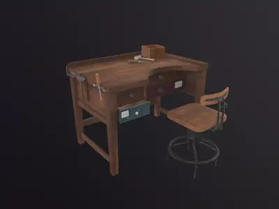 Workbench 3D Model wooden table 3D model