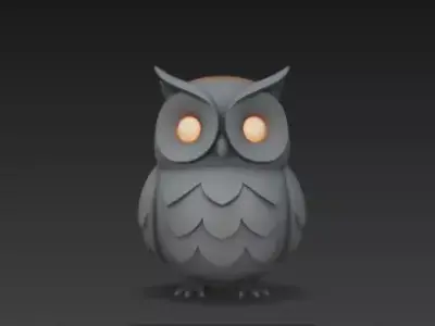 3D Model of Gray Owl Halloween Night Creature Spooky Animal 3D print model