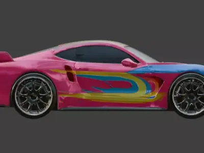 Pink Cartoon Race Car 3D Model Low-poly 3D model