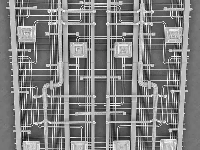 3D Ventilation Model ceiling with pipes and wires Low-poly 3D model