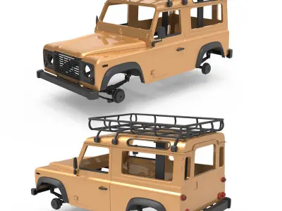 Land Rover Defender V2 4 Roof Luggage Carrier 3D print model