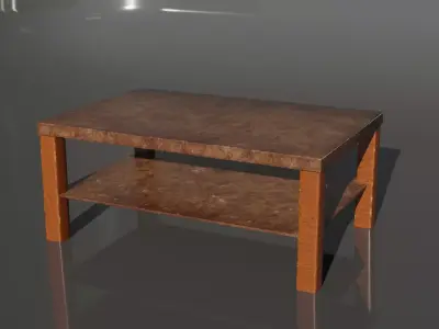 Vintage Wooden Coffee Table - Game-Ready Low-poly 3D model