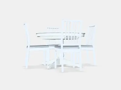 INGATORP - EKEDALEN Table and 4 chairs Low-poly 3D model