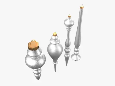 Christmas Tree Ornament Set11 - Blue White Low-poly 3D model