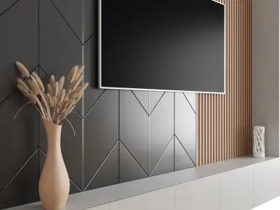 TV Wall with decoration  3D model