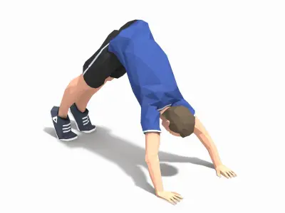 Pike Pushups  Exercise Man Animation Low-poly 3D model