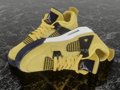 NIKE AIR JORDAN 4 RETRO LIGHTNING 3D SHOES Low-poly 3D model