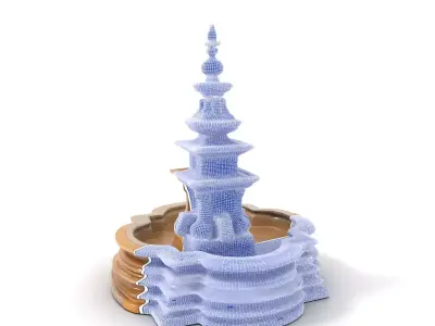 Elegant Stone Fountain model pack Low-poly 3D model