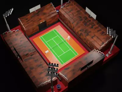 Low poly tennis court Low-poly 3D model