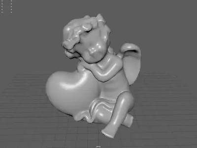 Angel with Heart Low-poly 3D model