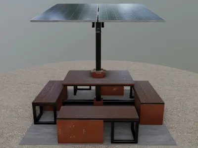 Solar Pergola Type-1 Black and White 3D model