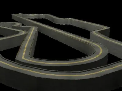 race low poly road with lines in middle Low-poly 3D model