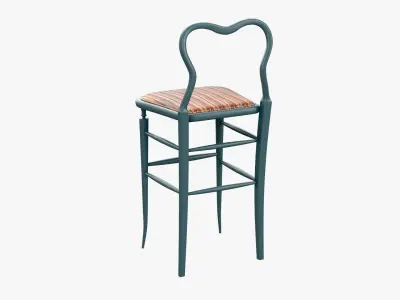 High Chair Clerks Chair No 9 Night Blue Plastic Version 3D model