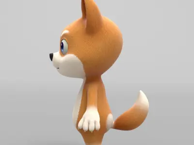 Dog cartoon character modeling textures 3D model