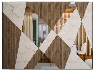 Wood and Marble Panel 3D model