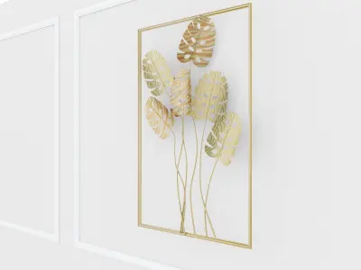 Decorative Metal plants with gold stainless  m11 3D model