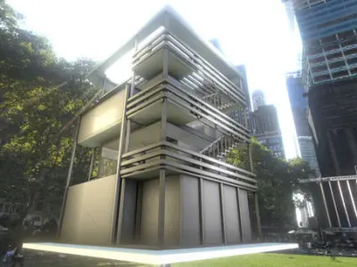 Tower-House Design - Blender Game Engine Low-poly 3D model