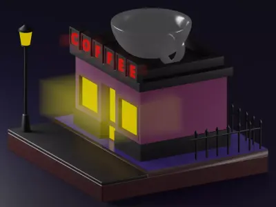 Coffee shop Free low-poly 3D model