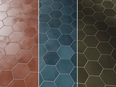 Tile Makoto Matte Ceramic Hexagonal Set 08 Texture