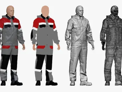 001156 engineering suit light gray Low-poly 3D model