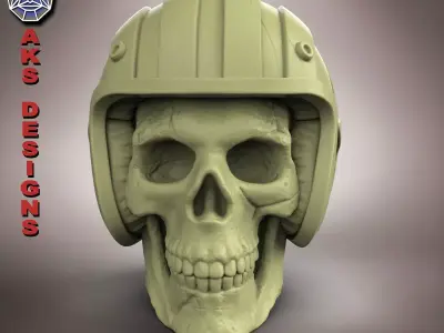 Biker skull 1 Pen holder 3D print model