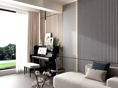 Modern Style Living Room -0218 3D model