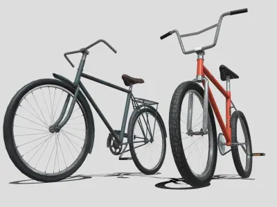 Two low poly bikes Low-poly 3D model
