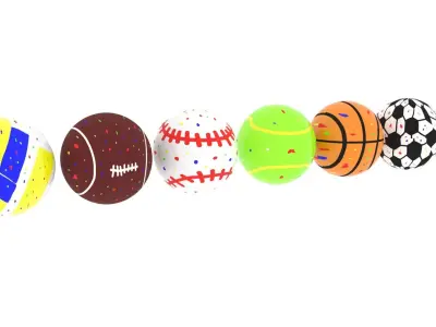Sports Ball Jawbreaker Candies Set 3D model