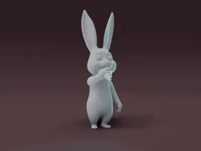Cartoon Rabbit Animated and Rigged Base Mesh 3D Model Low-poly 3D model