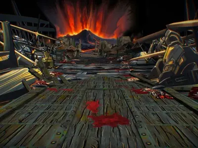 Scene Level Ancient Location Road Ship Boat Corpse Ruin Volcano Low-poly 3D model