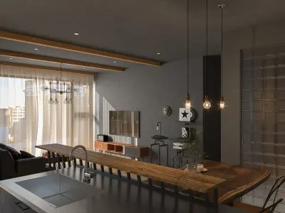 Living Dining Kitchen 3D model