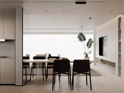Modern living room dining room interior scenes 152 3D model