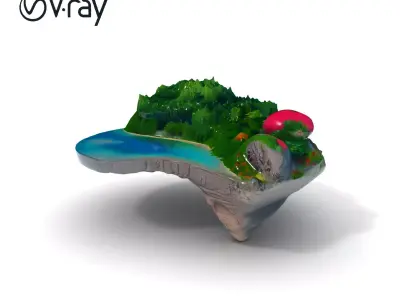 Tropical Island Scene D Model Pack Low-poly 3D model