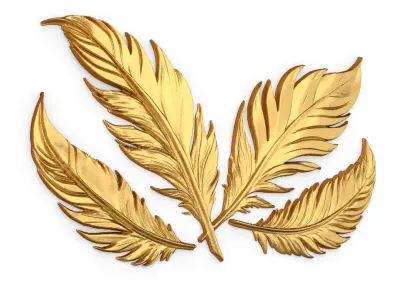 feather decor set wall mural 02 3D model