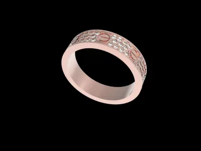  Screw love Diamond Paved Wedding Ring EU 59 3D print model