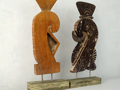 Carved Old Teak Deco 2 3D model