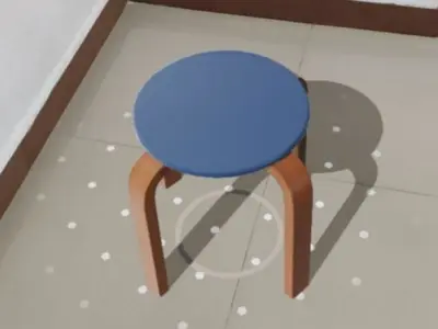 QuadStool 31cm Low-poly 3D model