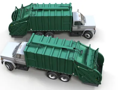 Garbage truck Low-poly 3D model