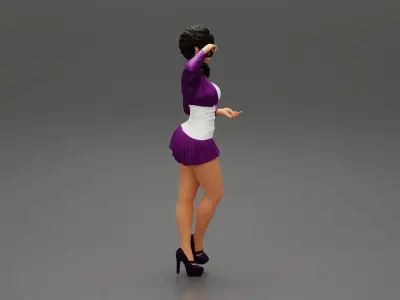 Sexy woman standing in mini skirt and mini shirt 3D print model