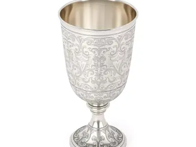 Ornate Silver Engraved Goblet Chalice Low-poly 3D model