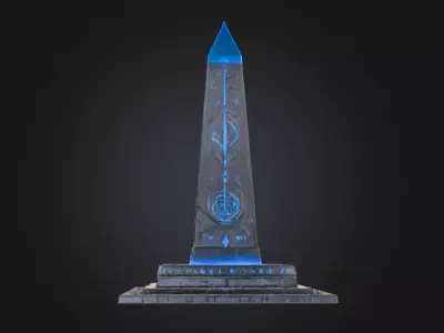 Deep Blue Obelisk Low-poly 3D model