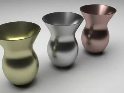 Metallic Vases Set 3D model