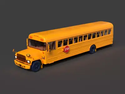 Chinese school bus figure  Low-poly 3D model