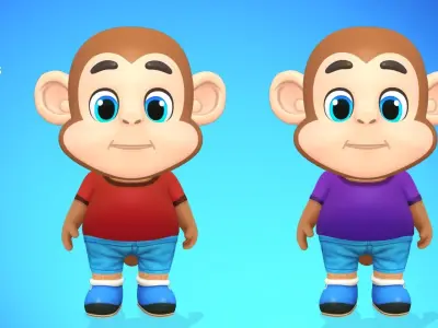 Monkey Chimp Primate Animated Rigged Low-poly 3D model