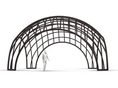 Architectural Pavilion Structure Wireframe Dome With Entry V2 3D model