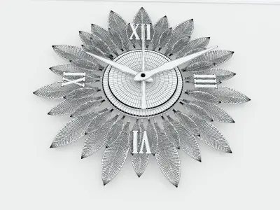 Decorative Metal Clock plants with gold   M 15 3D model