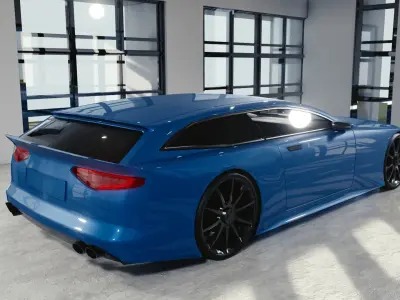 BLENDER EEVEE Brandless Sports GT shooting brake Low-poly 3D model