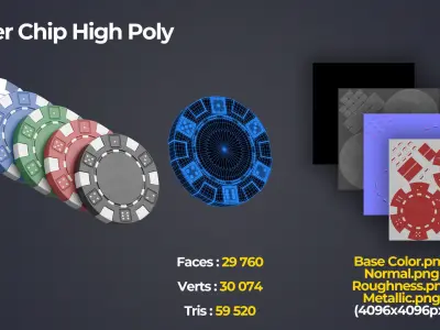 Poker Chips Low-poly 3D model