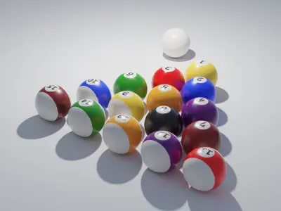 Realistic Cueball Set With 4K Textures Low-poly 3D model