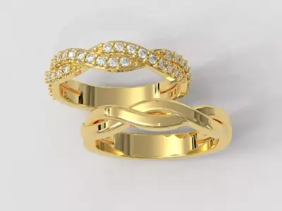 2 Braided Rings - With and Without Diamonds 3D print model